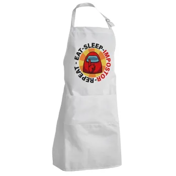 Among US Eat Sleep Repeat Impostor, Adult Chef Apron (with sliders and 2 pockets)