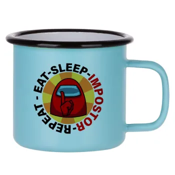 Among US Eat Sleep Repeat Impostor, Κούπα Μεταλλική εμαγιέ ΜΑΤ σιέλ 360ml