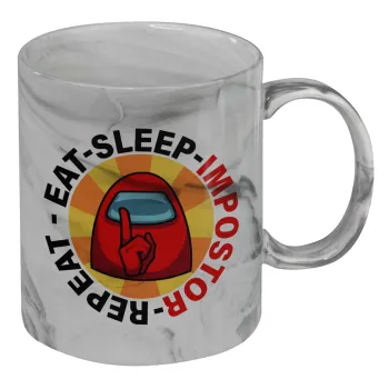 Among US Eat Sleep Repeat Impostor, Κούπα κεραμική, marble style (μάρμαρο), 330ml
