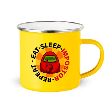 Among US Eat Sleep Repeat Impostor, Κούπα Μεταλλική εμαγιέ Κίτρινη 360ml