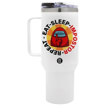 Among US Eat Sleep Repeat Impostor, Mega Tumbler με καπάκι, διπλού τοιχώματος (θερμό) 1,2L