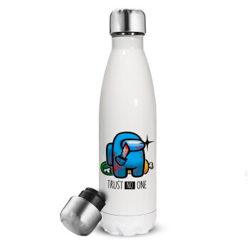 Among Trust no one, Μεταλλικό παγούρι θερμός Λευκό (Stainless steel), διπλού τοιχώματος, 500ml