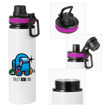 Among Trust no one, Metallic water bottle with safety lid, 850ml aluminum