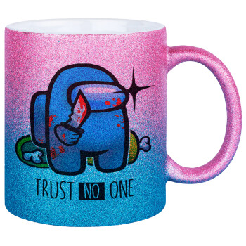Among Trust no one, Κούπα Χρυσή/Μπλε Glitter, κεραμική, 330ml