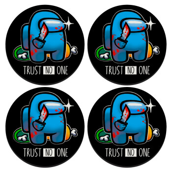 Among Trust no one, SET of 4 round wooden coasters (9cm)