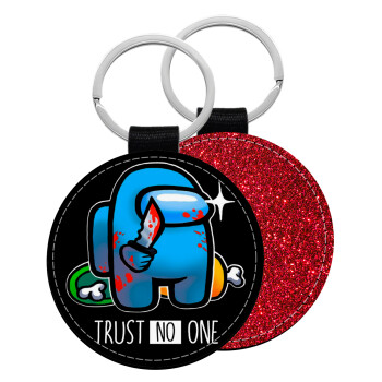 Among Trust no one, Μπρελόκ Δερματίνη, στρογγυλό ΚΟΚΚΙΝΟ (5cm)