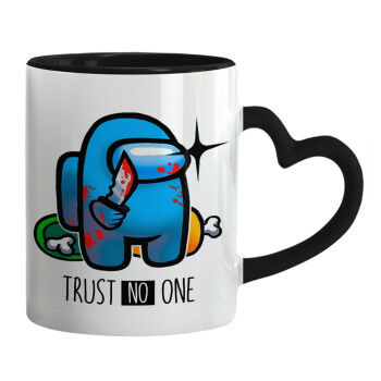 Among Trust no one, Mug heart black handle, ceramic, 330ml