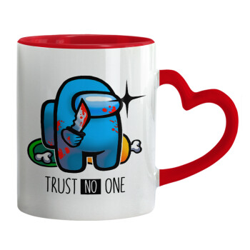 Among Trust no one, Mug heart red handle, ceramic, 330ml