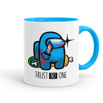 Among Trust no one, Κούπα χρωματιστή γαλάζια, κεραμική, 330ml