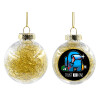 Transparent Christmas tree ball ornament with gold filling 8cm