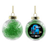 Transparent Christmas tree ball ornament with green filling 8cm