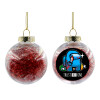 Transparent Christmas tree ball ornament with red filling 8cm