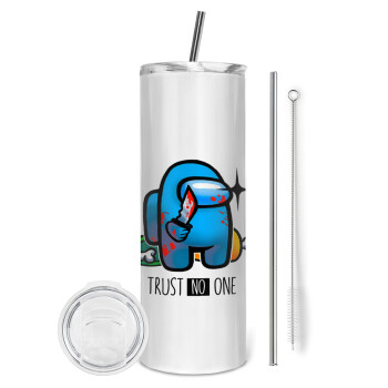 Among Trust no one, Eco friendly stainless steel tumbler 600ml, with metal straw & cleaning brush