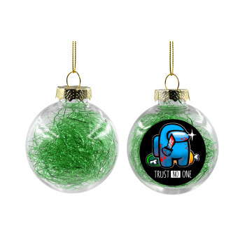 Among Trust no one, Χριστουγεννιάτικη μπάλα δένδρου διάφανη με πράσινο γέμισμα 8cm