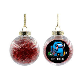 Among Trust no one, Χριστουγεννιάτικη μπάλα δένδρου διάφανη με κόκκινο γέμισμα 8cm