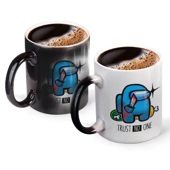 Among Trust no one, Color changing magic Mug, ceramic, 330ml when adding hot liquid inside, the black colour desappears (1 pcs)