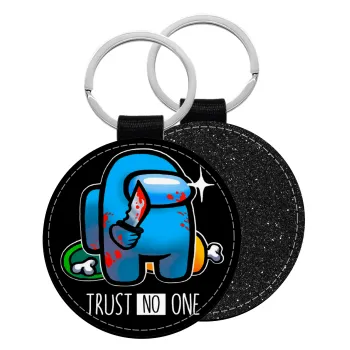 Among Trust no one, Μπρελόκ Δερματίνη, στρογγυλό ΜΑΥΡΟ (5cm)