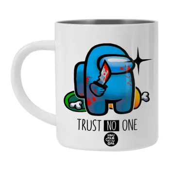 Among Trust no one, Λευκή Ανοξείδωτη Μεταλλική Κούπα 450ml - Διπλού Τοιχώματος 