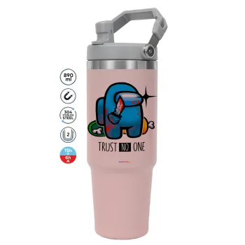 Among Trust no one, ΡΟΖ χρώματος Θερμός Ανοξείδωτο 890ml (30oz) με χερούλι