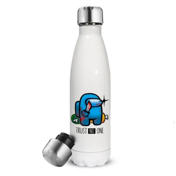 Among Trust no one, Metal mug thermos White (Stainless steel), double wall, 500ml