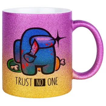Among Trust no one, Κούπα Χρυσή/Ροζ Glitter, κεραμική, 330ml