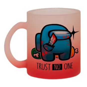 Among Trust no one, Κούπα γυάλινη δίχρωμη με βάση το κόκκινο ματ, 330ml