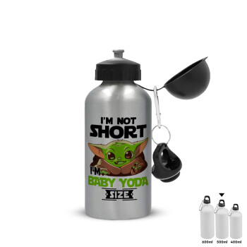 I'm not short, i'm Baby Yoda size, Metallic water jug, Silver, aluminum 500ml