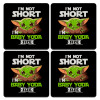 I'm not short, i'm Baby Yoda size, ΣΕΤ 4 Σουβέρ ξύλινα τετράγωνα