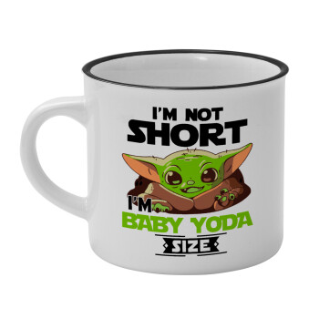 I'm not short, i'm Baby Yoda size, Κούπα κεραμική vintage Λευκή/Μαύρη 230ml