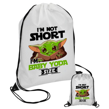 I'm not short, i'm Baby Yoda size, Τσάντα πουγκί με μαύρα κορδόνια (1 τεμάχιο)