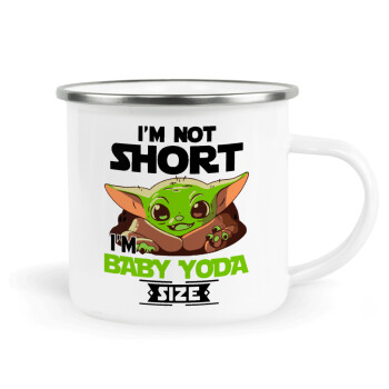 I'm not short, i'm Baby Yoda size, Κούπα Μεταλλική εμαγιέ λευκη 360ml