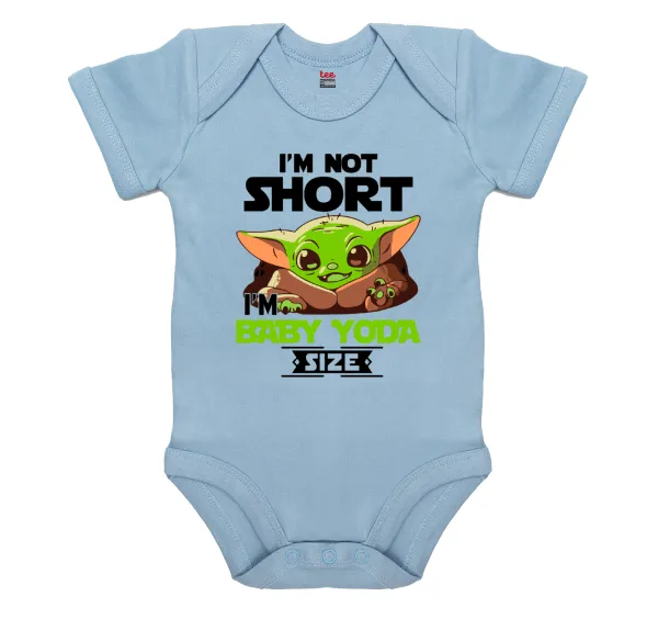 I'm not short — Βρεφικό φορμάκι μωρού, 0-18 μηνών, Μπλε, 100% Organic Cotton, κοντομάνικο