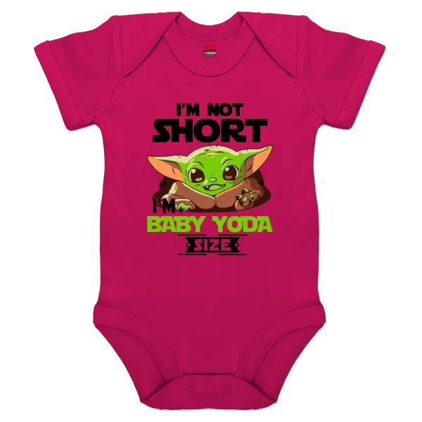I'm not short — Βρεφικό φορμάκι μωρού, 0-18 μηνών, ΡΟΖ, 100% Organic Cotton, κοντομάνικο
