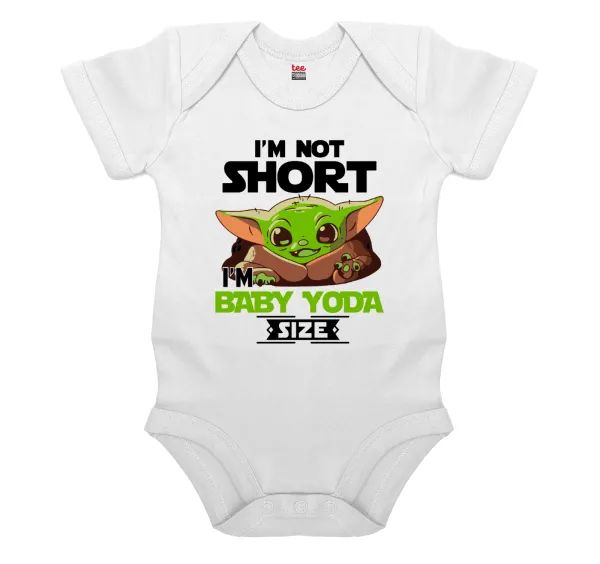 I'm not short — Βρεφικό φορμάκι μωρού, 0-24 μηνών, ΛΕΥΚΟ, 100% Organic Cotton, κοντομάνικο