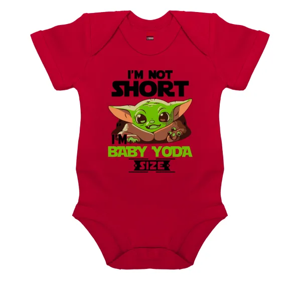 I'm not short — Βρεφικό φορμάκι μωρού,ΚΟΚΚΙΝΟ, 100% Organic Cotton, κοντομάνικο