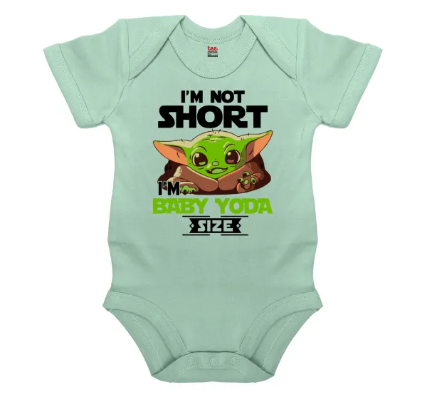 I'm not short — Βρεφικό φορμάκι μωρού, 0-18 μηνών, mint, 100% Organic Cotton, κοντομάνικο