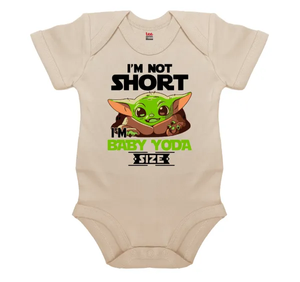 I'm not short — Βρεφικό φορμάκι μωρού, 0-18 μηνών, Natural, 100% Organic Cotton, κοντομάνικο