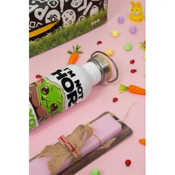 I'm not short, i'm Baby Yoda size, Πασχαλινή Λαμπάδα με παγούρι μεταλλικό (620ml, stainless steel) & κερί αρωματικό πλακέ (30cm) (ΡΟΖ)