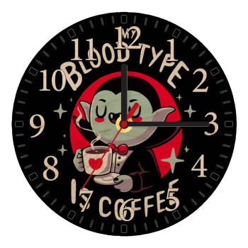 My blood type is coffee, Ρολόι τοίχου ξύλινο plywood (20cm)