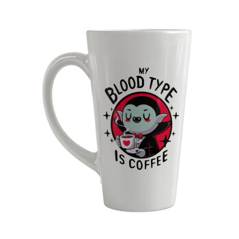 My blood type is coffee, Κούπα κωνική Latte Μεγάλη, κεραμική, 450ml