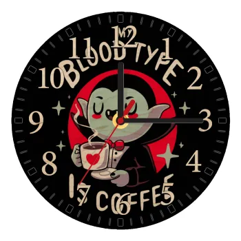 My blood type is coffee, Ρολόι τοίχου ξύλινο plywood (20cm)