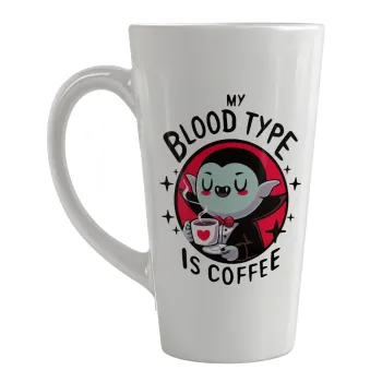 My blood type is coffee, Κούπα κωνική Latte Μεγάλη, κεραμική, 450ml