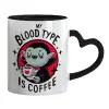Mug heart black handle, ceramic, 330ml
