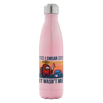 Among us, I swear it wasn't me, Metal mug thermos Pink Iridiscent (Stainless steel), double wall, 500ml