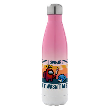 Among us, I swear it wasn't me, Metal mug thermos Pink/White (Stainless steel), double wall, 500ml