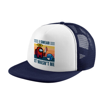 Among us, I swear it wasn't me, Καπέλο Ενηλίκων Soft Trucker με Δίχτυ Dark Blue/White (POLYESTER, ΕΝΗΛΙΚΩΝ, UNISEX, ONE SIZE)