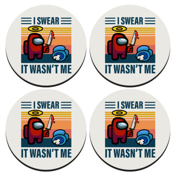 Among us, I swear it wasn't me, SET of 4 round wooden coasters (9cm)