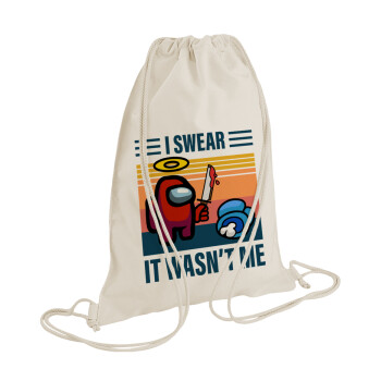 Among us, I swear it wasn't me, Τσάντα πλάτης πουγκί GYMBAG natural (28x40cm)