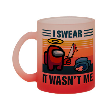 Among us, I swear it wasn't me, Κούπα γυάλινη δίχρωμη με βάση το κόκκινο ματ, 330ml