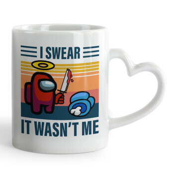 Among us, I swear it wasn't me, Κούπα καρδιά χερούλι λευκή, κεραμική, 330ml